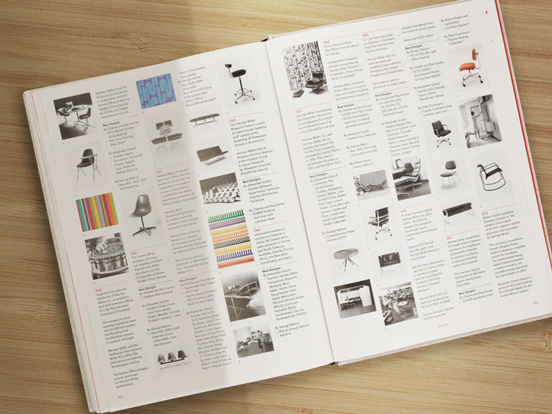 Libro «A Way of Living» de Herman Miller abierto mostrando el contenido de una página.