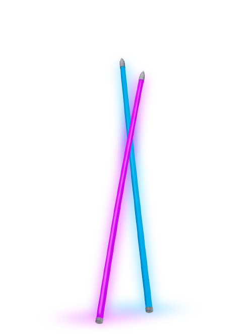 Tubos de luz neón Hay, uno en rosa y otro en azul.